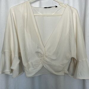 Zara cropped white blouse size XS